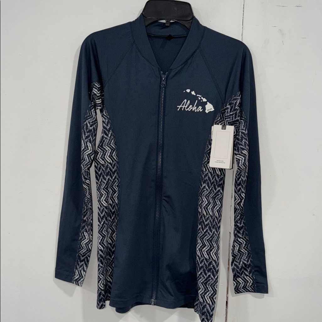 Rip Curl Island Long Sleeve Zip Rash Guard, Small